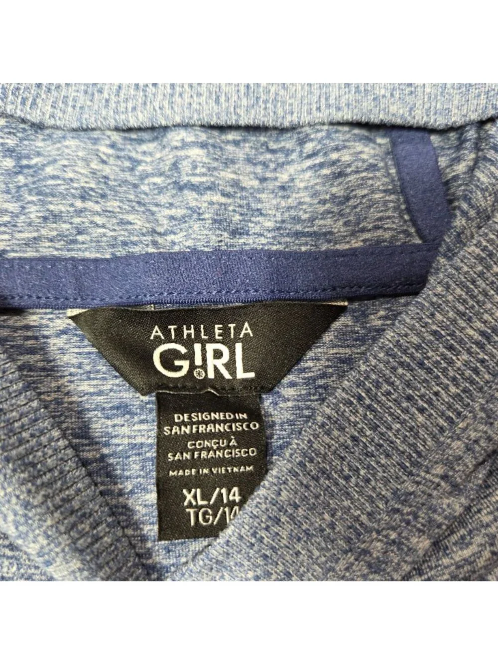 Athleta Girl Hoodie XL 14 Blue Lightweight Uptempo Cuffins Preppy Gym Pullover